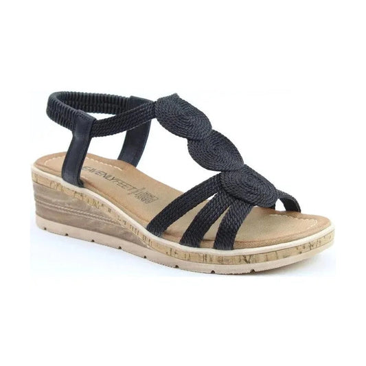 Heavenly Feet Glynis Wedge Sandal BLACK