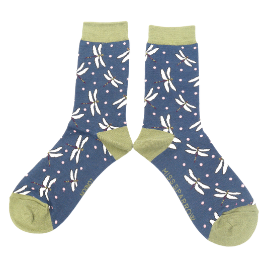 Miss Sparrow Dragonfly Quality Bamboo Socks NAVY SKS296