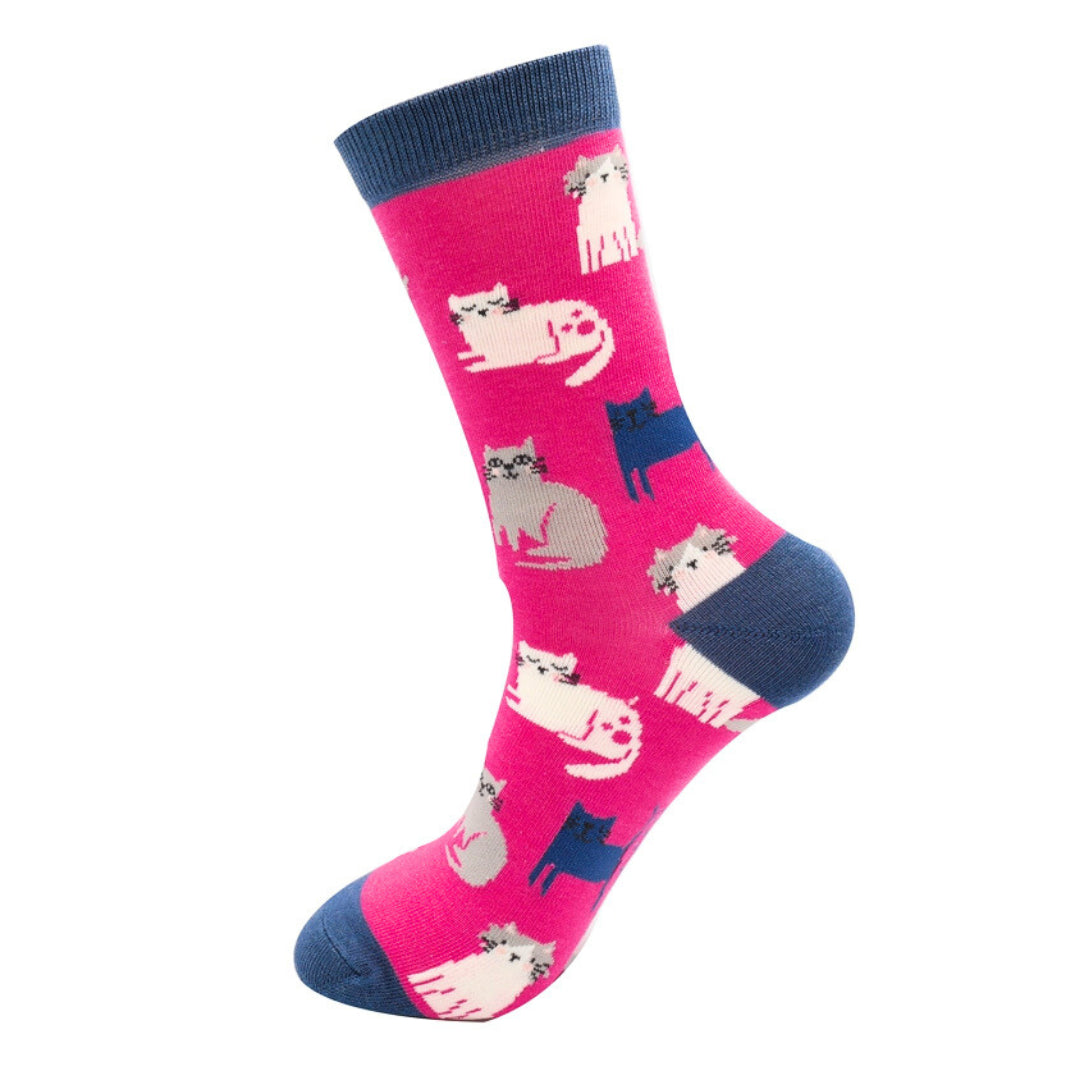 Miss Sparrow Cute Kittens HOT PINK Quality Bamboo Socks sks380