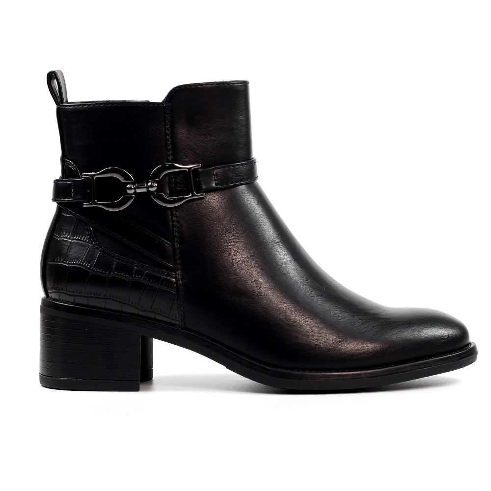Lunar Solana BLACK Zip Ankle Boot GLC006-BK