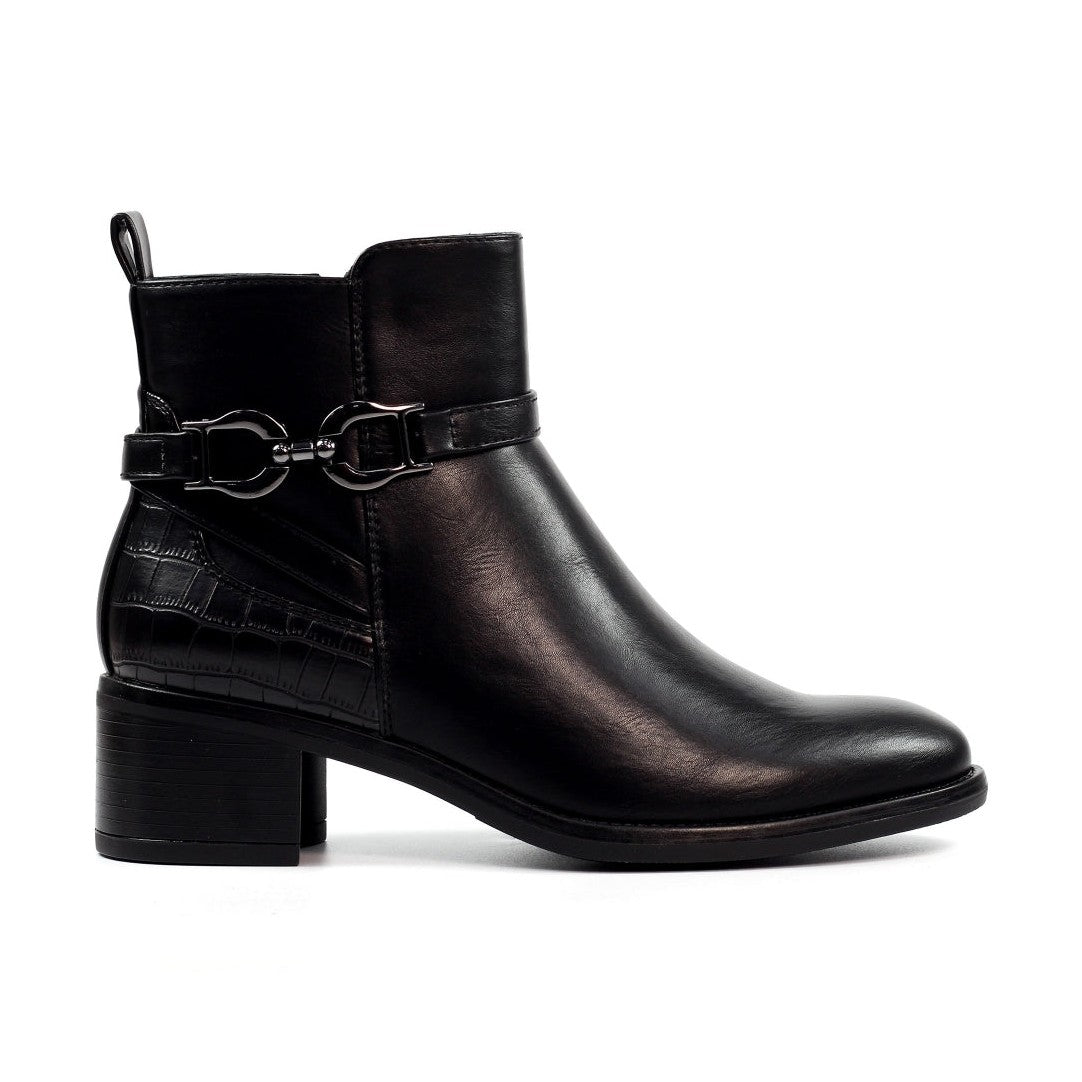 Lunar Solana BLACK Zip Ankle Boot GLC006-BK