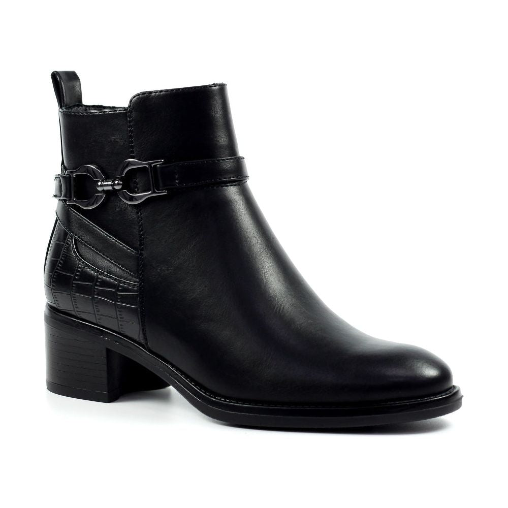 Lunar Solana BLACK Zip Ankle Boot GLC006-BK