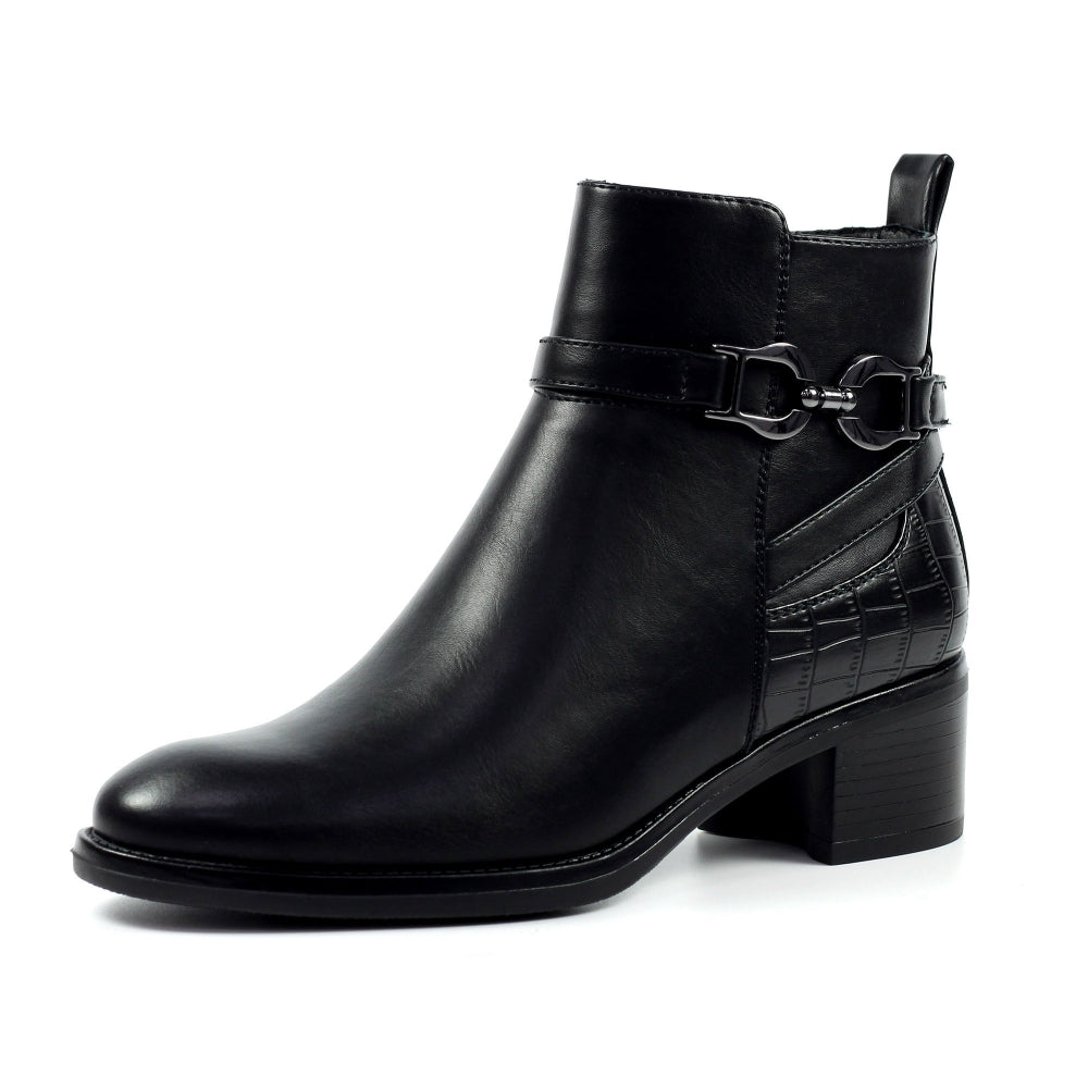 Lunar Solana BLACK Zip Ankle Boot GLC006-BK