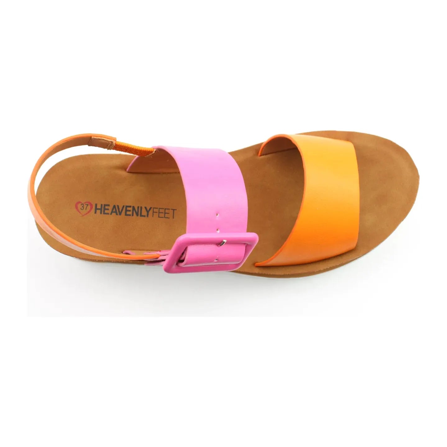 Heavenly Feet Pistachio ORANGE COMBI Wedge Sandals