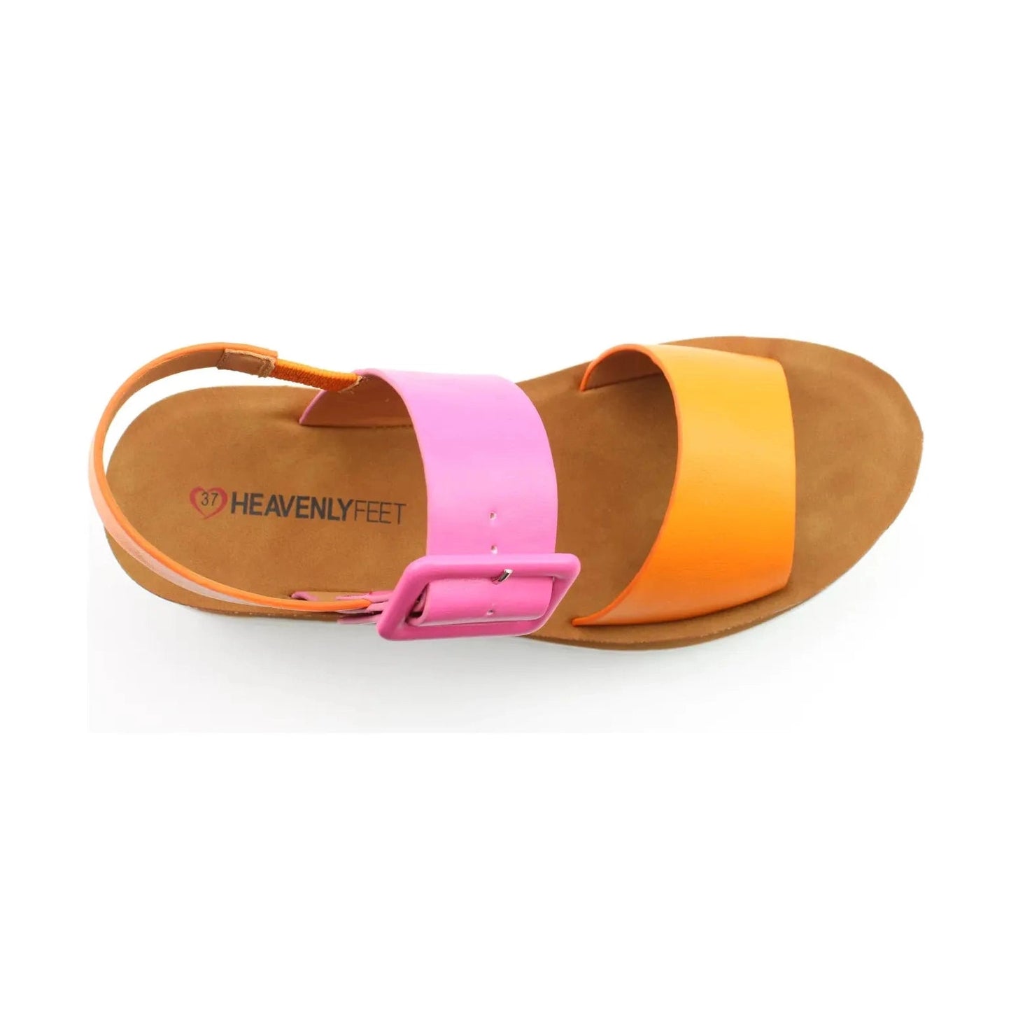 Heavenly Feet Pistachio ORANGE COMBI Wedge Sandals