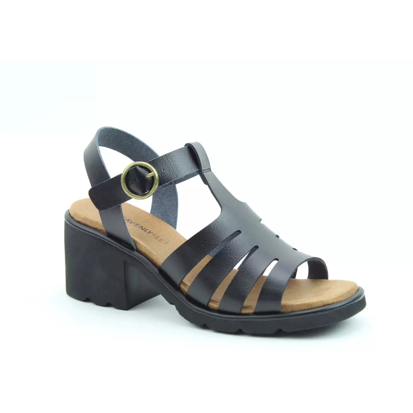 Heavenly Feet Connie BLACK Retro Heeled sandal