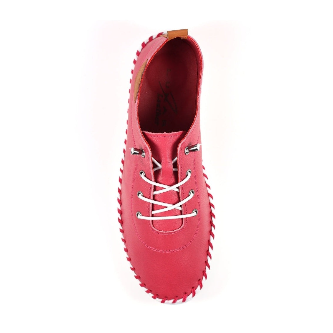Lunar St Ives Soft Leather Plimsol style slip on Shoes RASPBERRY FLE030