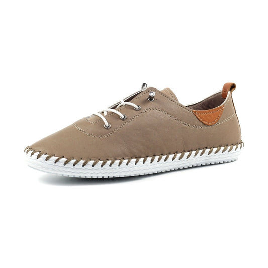 Lunar St Ives Soft Leather Plimsoll TAUPE FLE030BB