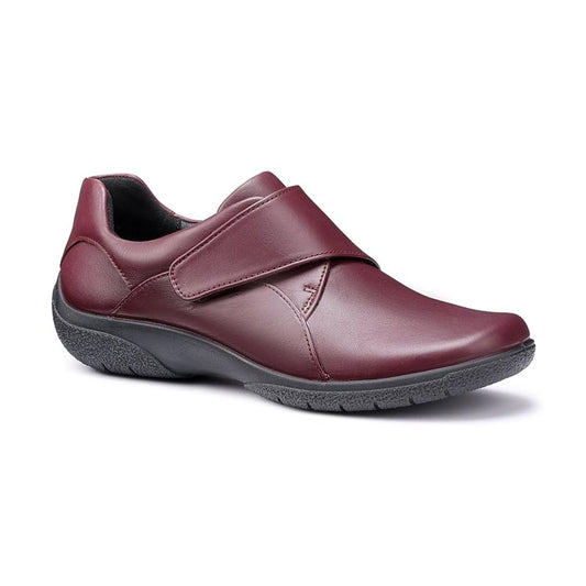 Hotter SUGAR Maroon touch fastening Wide Fitting Shoe