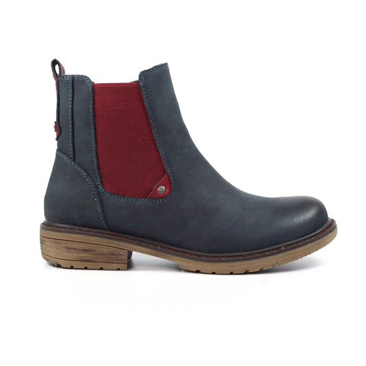 Lunar Suvi BLUE Chelsea Boot with Red trim and inside zip