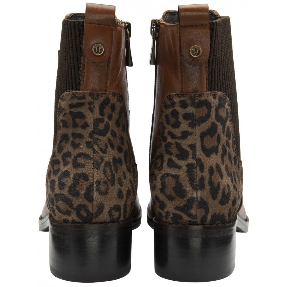 Lotus Lindley TAN Leather / Animal Print Zip Ankle Boot