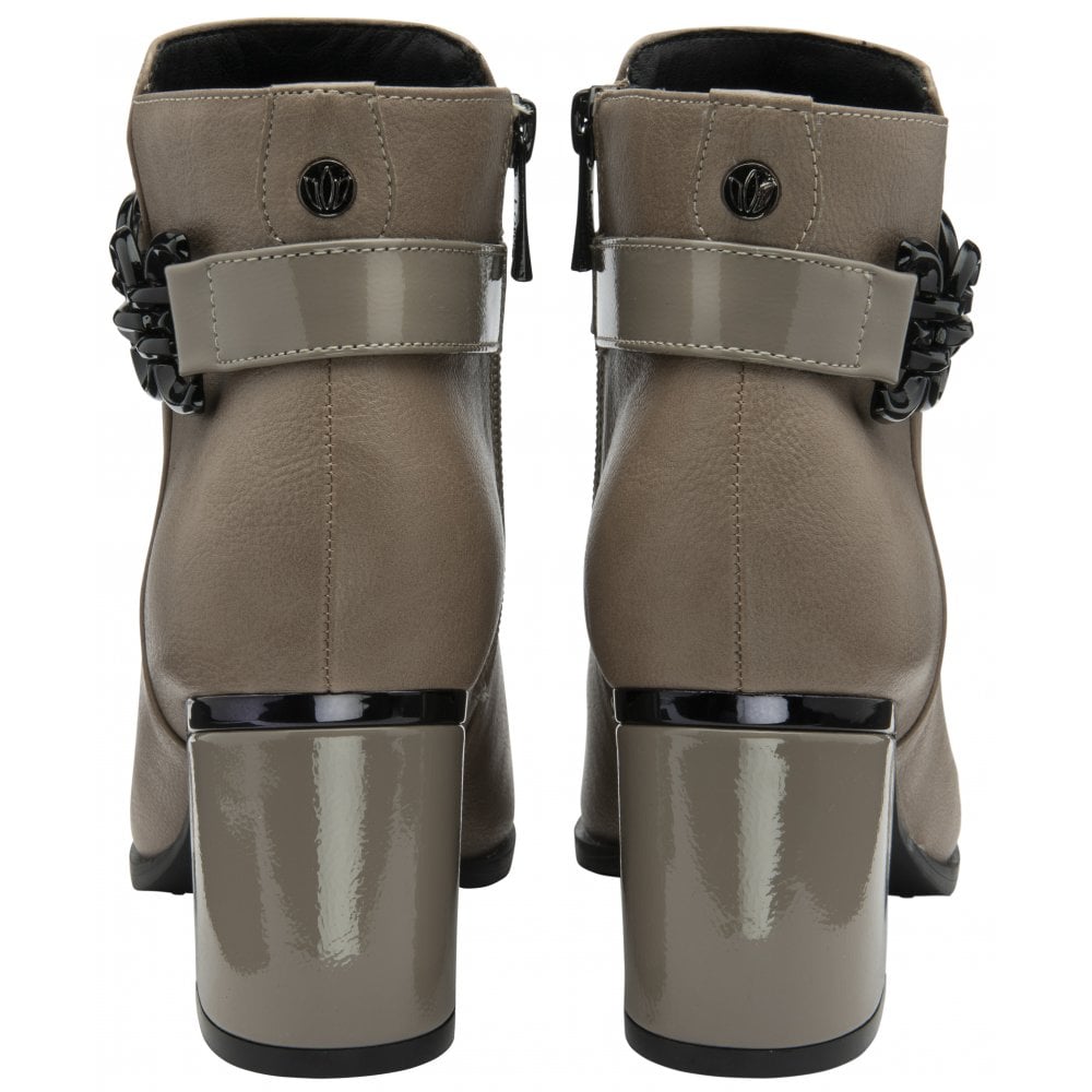 Lotus Amarin TAUPE Block Heel Zip Ankle Boot ULB454