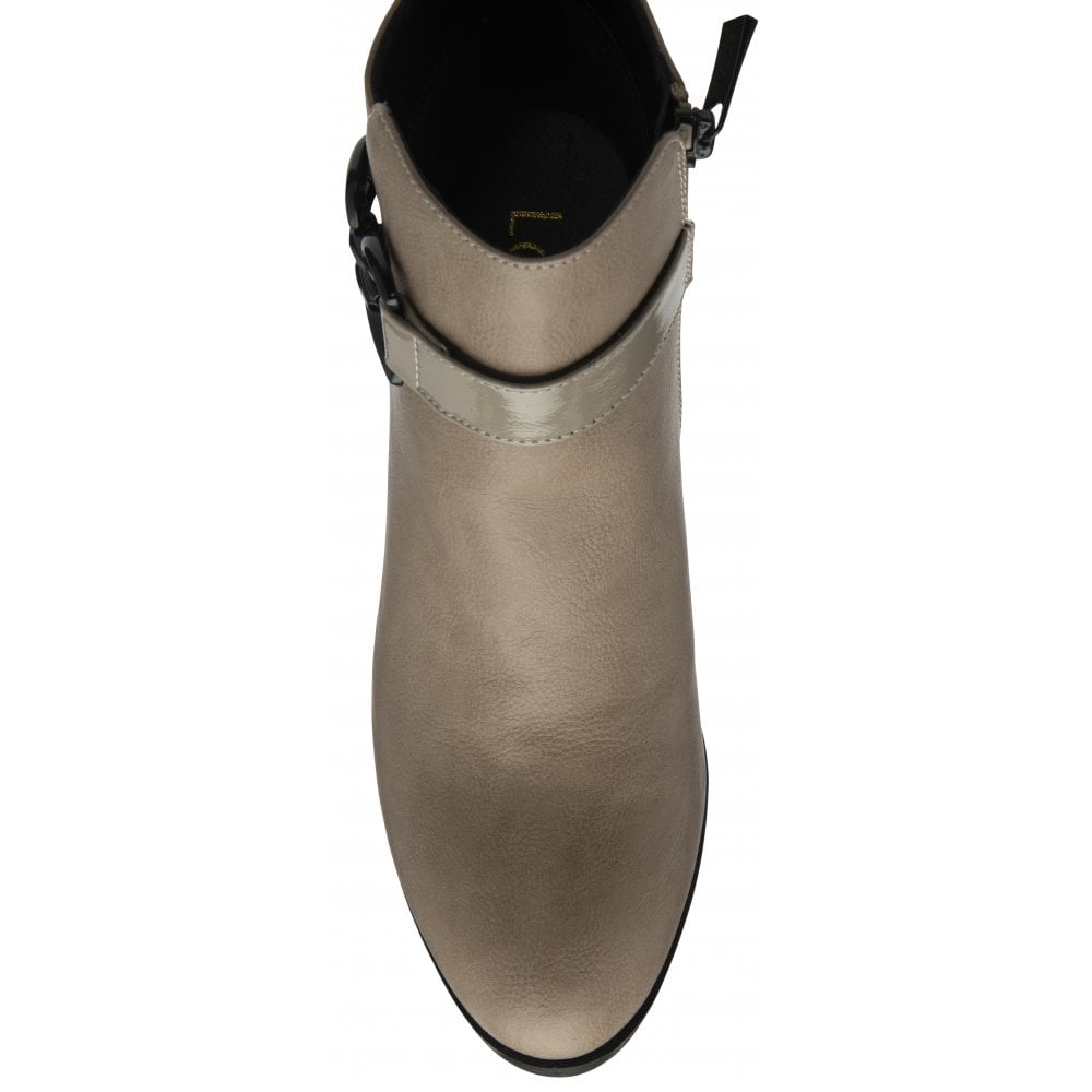 Lotus Amarin TAUPE Block Heel Zip Ankle Boot ULB454