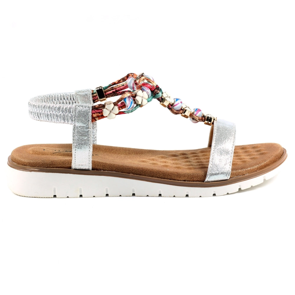 Lunar Tempo SILVER Low Wedge Sandal JLH363