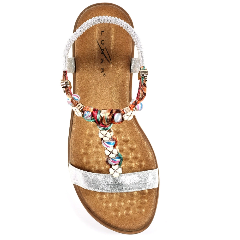 Lunar Tempo SILVER Low Wedge Sandal JLH363