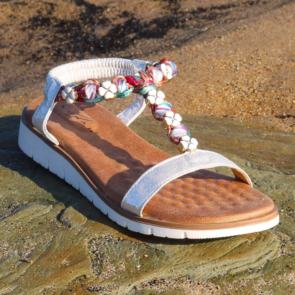 Lunar Tempo SILVER Low Wedge Sandal JLH363