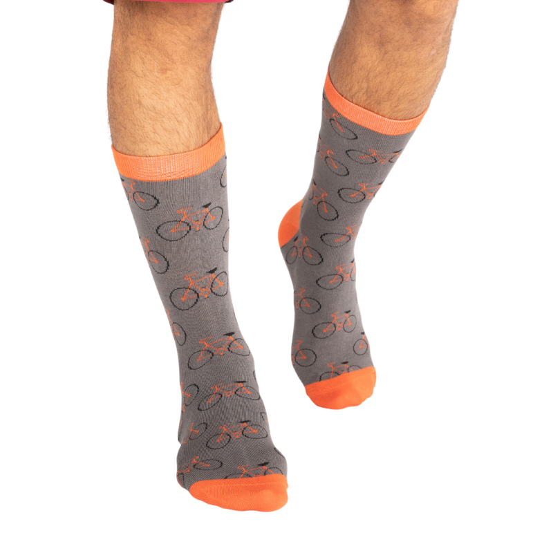Mr Heron Bike Stripe GREY Quality Bamboo Socks MH168