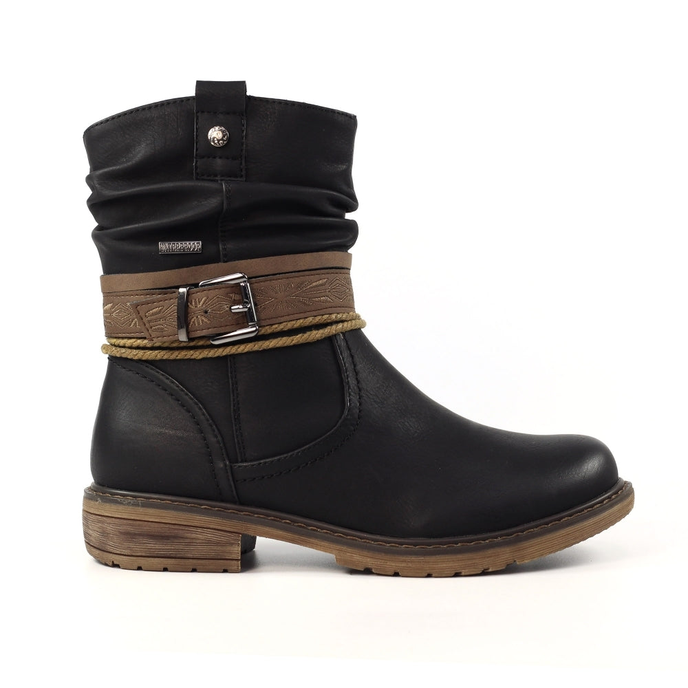 Lunar Veronica Glb145 BLACK Western Style Waterproof Boot GLB145-OL