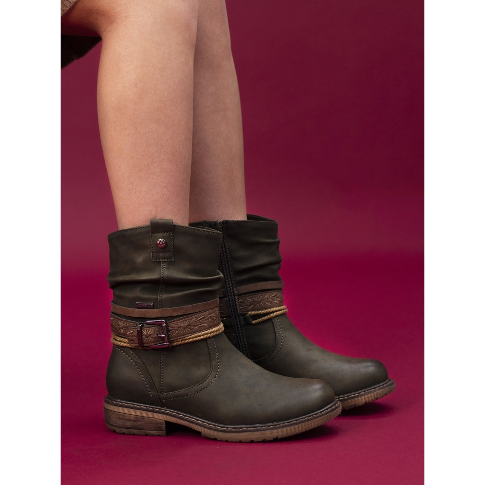 Lunar Veronica Olive Green Waterproof Western Style BootGlb145