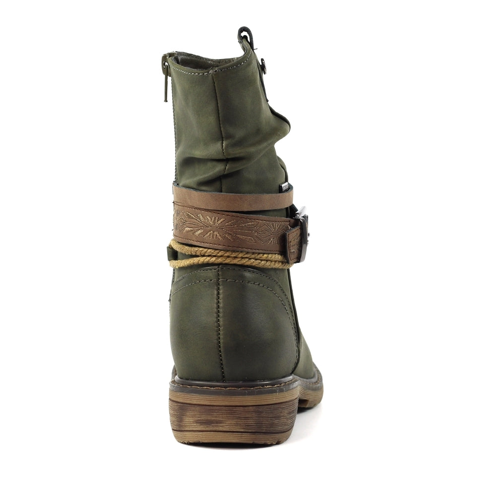 Lunar Veronica Olive Green Waterproof Western Style BootGlb145