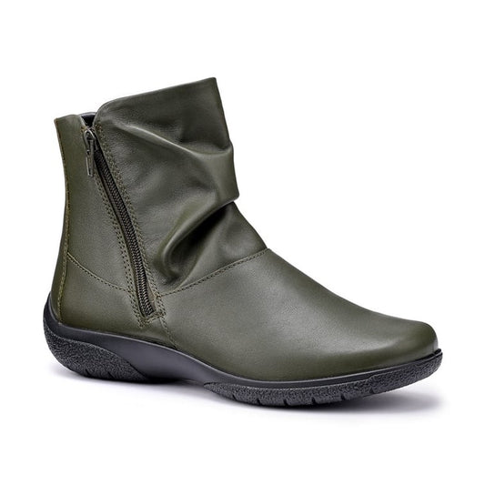 Hotter Whisper Forest Green Wide Fitting Twin Zip Ankle Boot