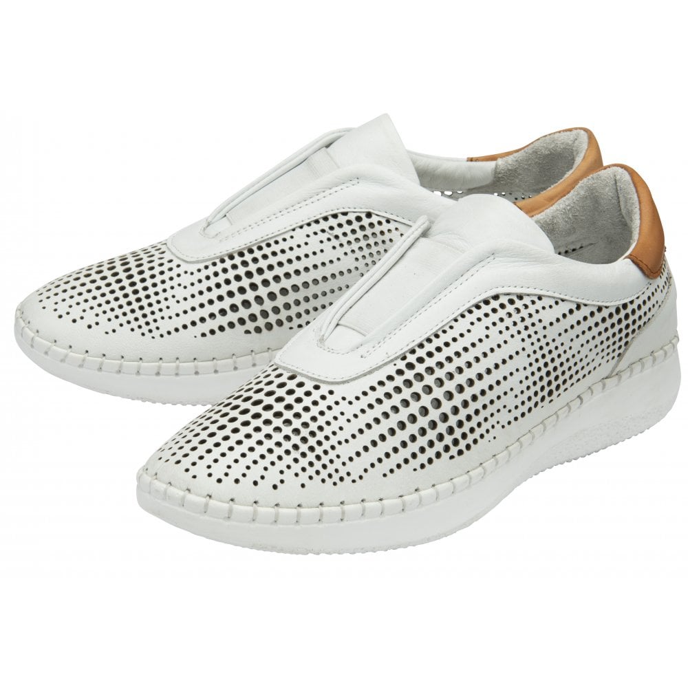 Lotus Lorena WHITE Leather Slip On Trainer style shoe ULS540