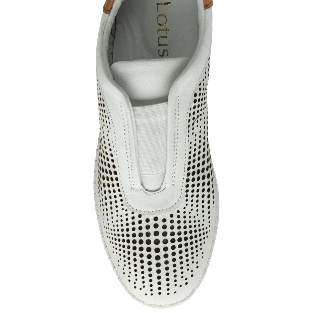Lotus Lorena WHITE Leather Slip On Trainer style shoe ULS540