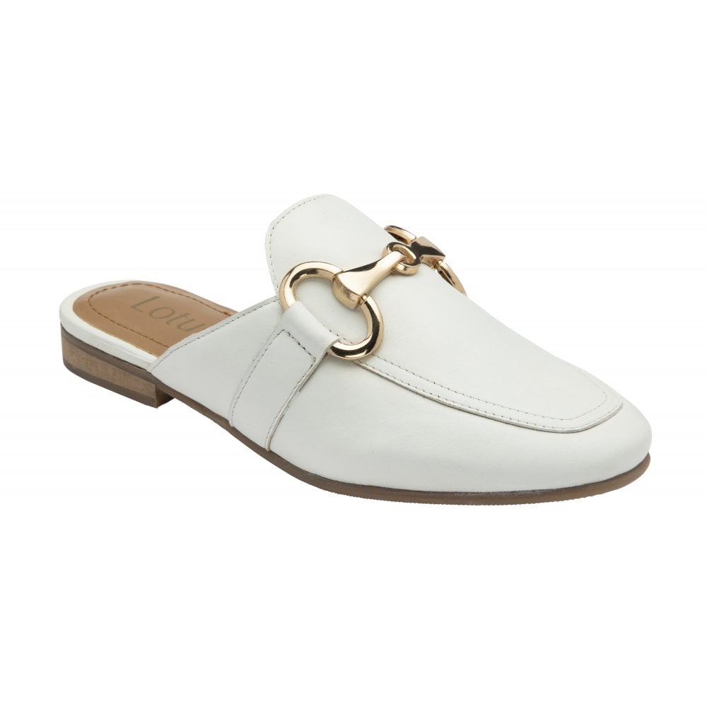 Lotus Taylor WHITE Leather Mule Slip On Loafer ULS570