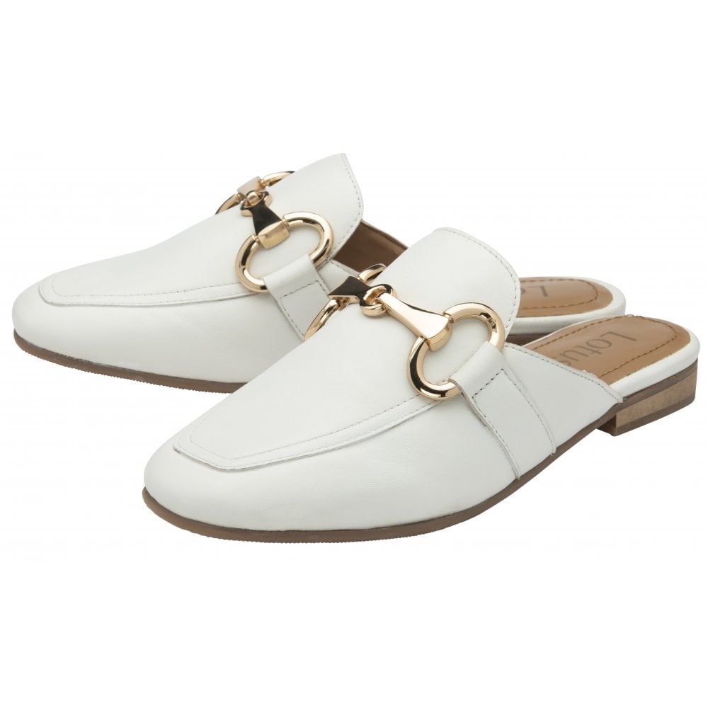 Lotus Taylor WHITE Leather Mule Slip On Loafer ULS570