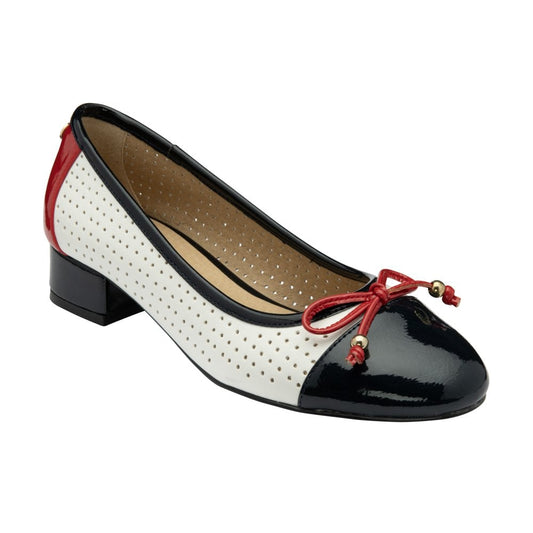 Lotus Briar WHITE/NAVY/RED Ballerina style shoes