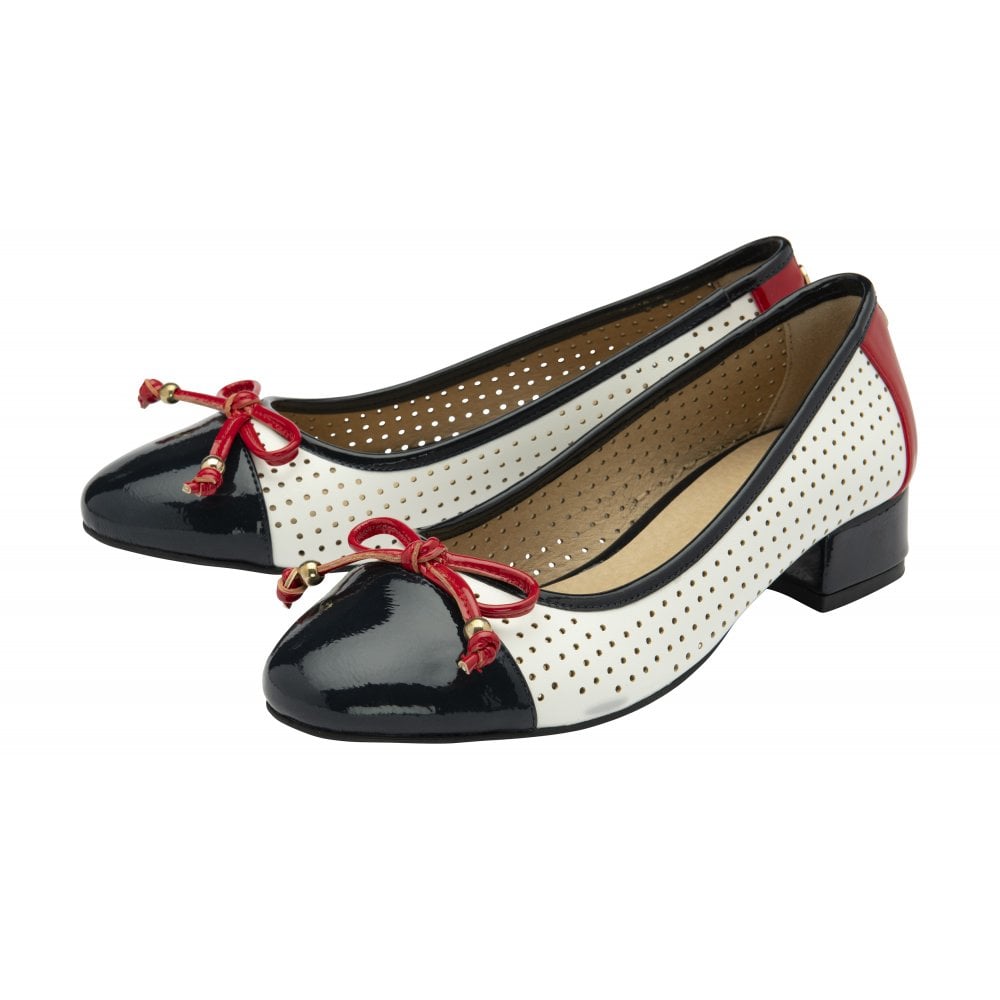 Lotus Briar WHITE/NAVY/RED Ballerina style shoes
