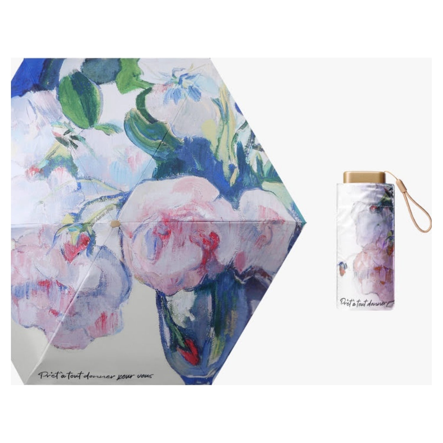 Artist Print Pocket Umbrella WHITE ROSE .