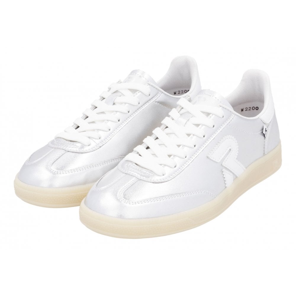 Rieker W2200 Silver Leather Retro Trainers W2200-90