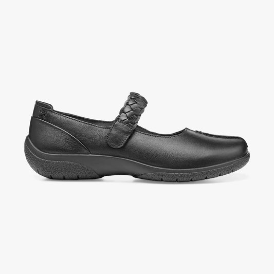Hotter Shoe Shake Leather Bar Shoe BLACK