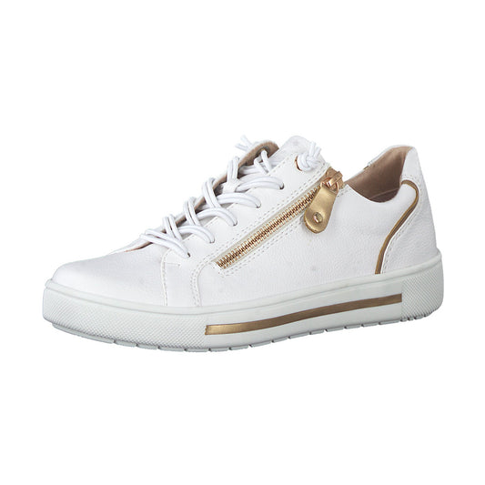 Jana Wide Fit Trainer With Zip and Laces 23660-152 WHITE MULTY