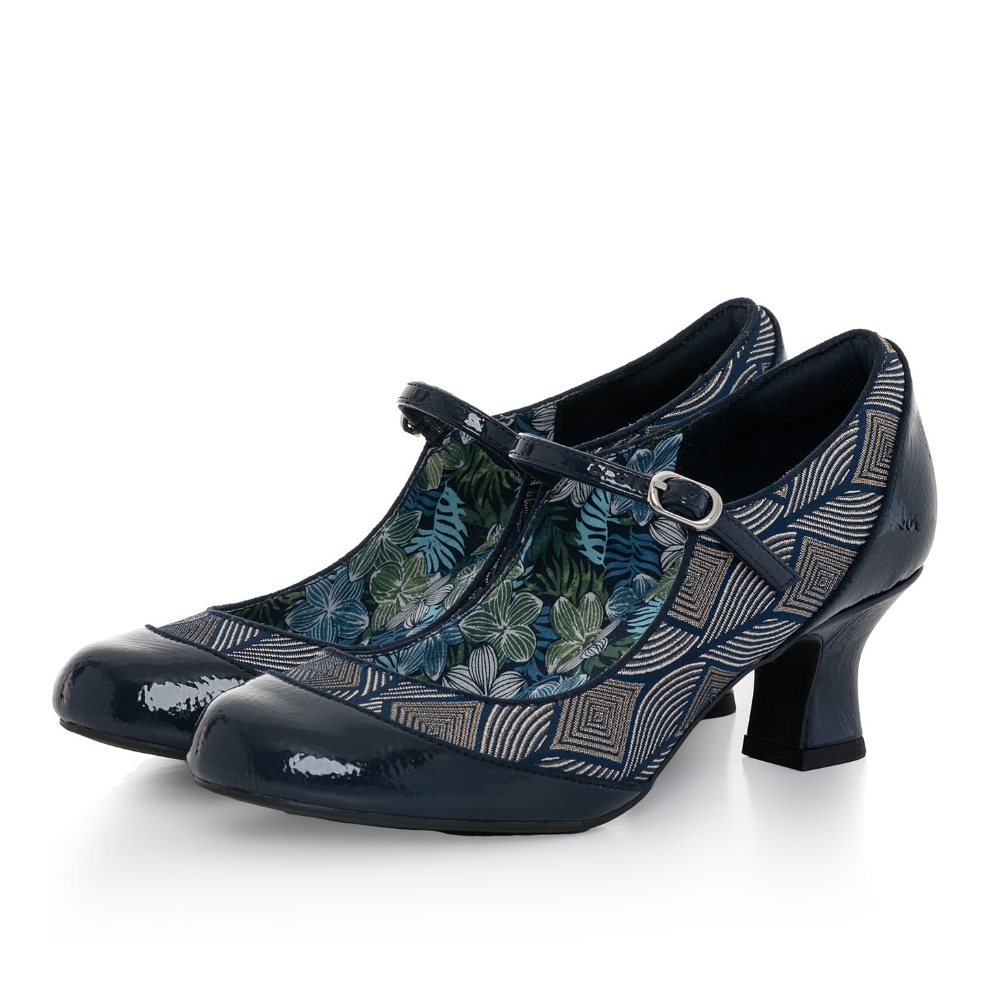 Ruby Shoo Bar Shoe Clara NAVY Geometric.