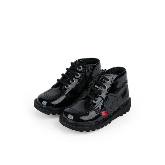 Kickers Junior Kick Hi Zip Black Patent Leather 115826