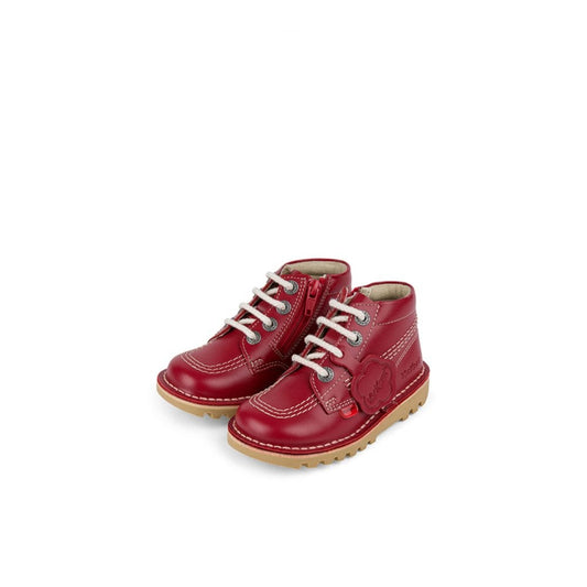 Kickers Kids Kick Hi Zip RED Leather Boots 115837