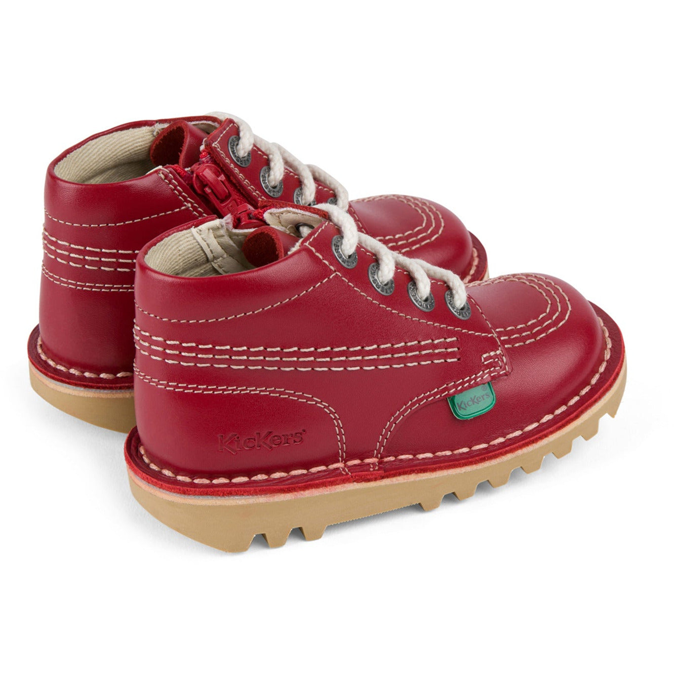 Kickers Kids Kick Hi Zip RED Leather Boots 115837