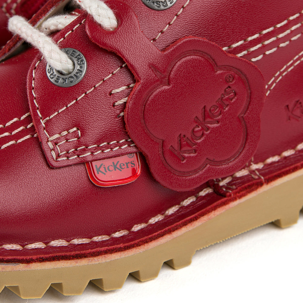 Kickers Kids Kick Hi Zip RED Leather Boots 115837