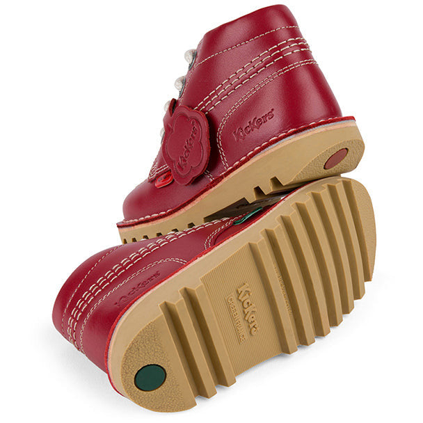 Kickers Kids Kick Hi Zip RED Leather Boots 115837