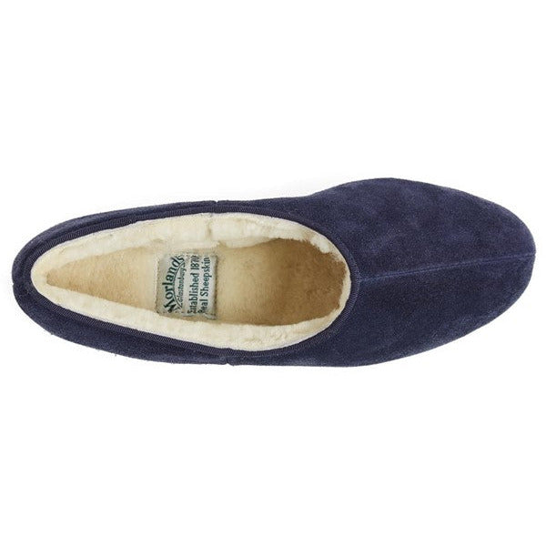 Morlands Ladies Ayr Navy Suede Sheepskin lined Slipper