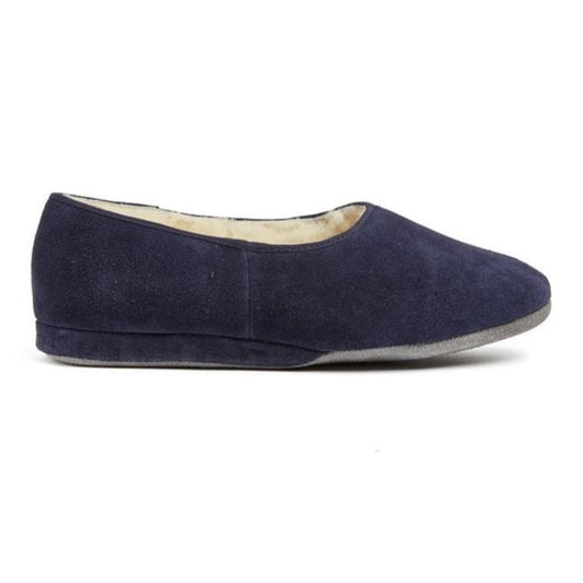 Morlands Ladies Ayr Navy Suede Sheepskin lined Slipper