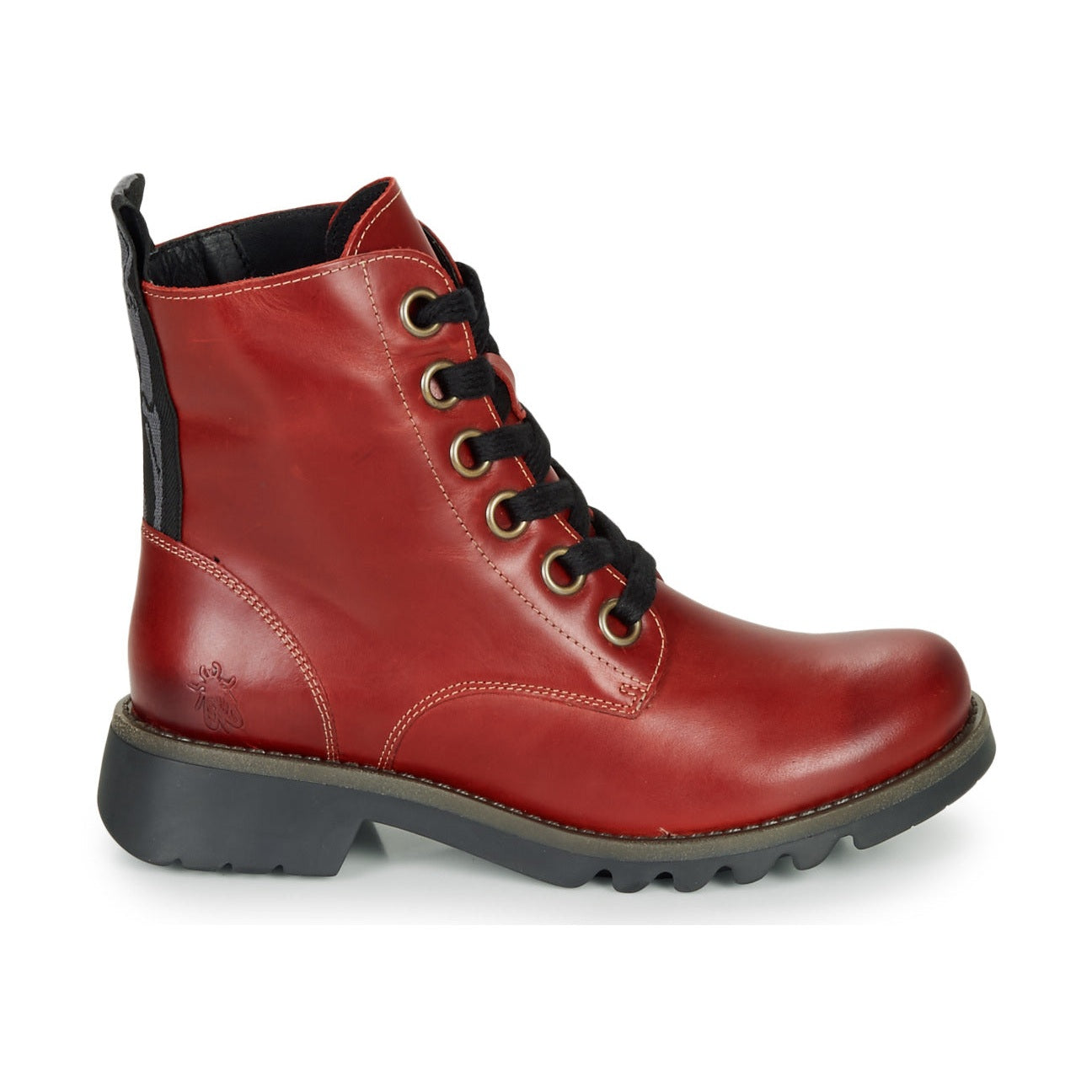 Fly London Ankle Boot Ragi RED Soft Leather Military Style Lace Boot