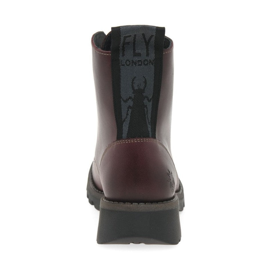 Fly London Ankle Boot Ragi Purple Soft Leather Military Style lace boot