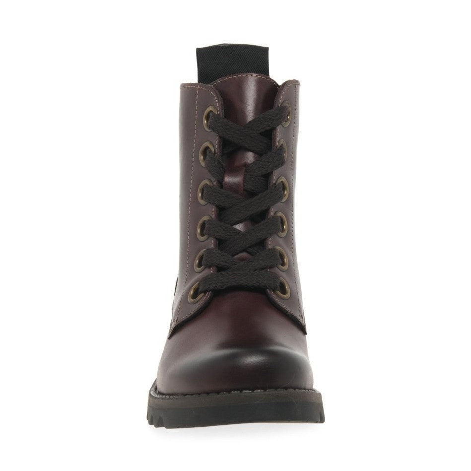 Fly London Ankle Boot Ragi Purple Soft Leather Military Style lace boot