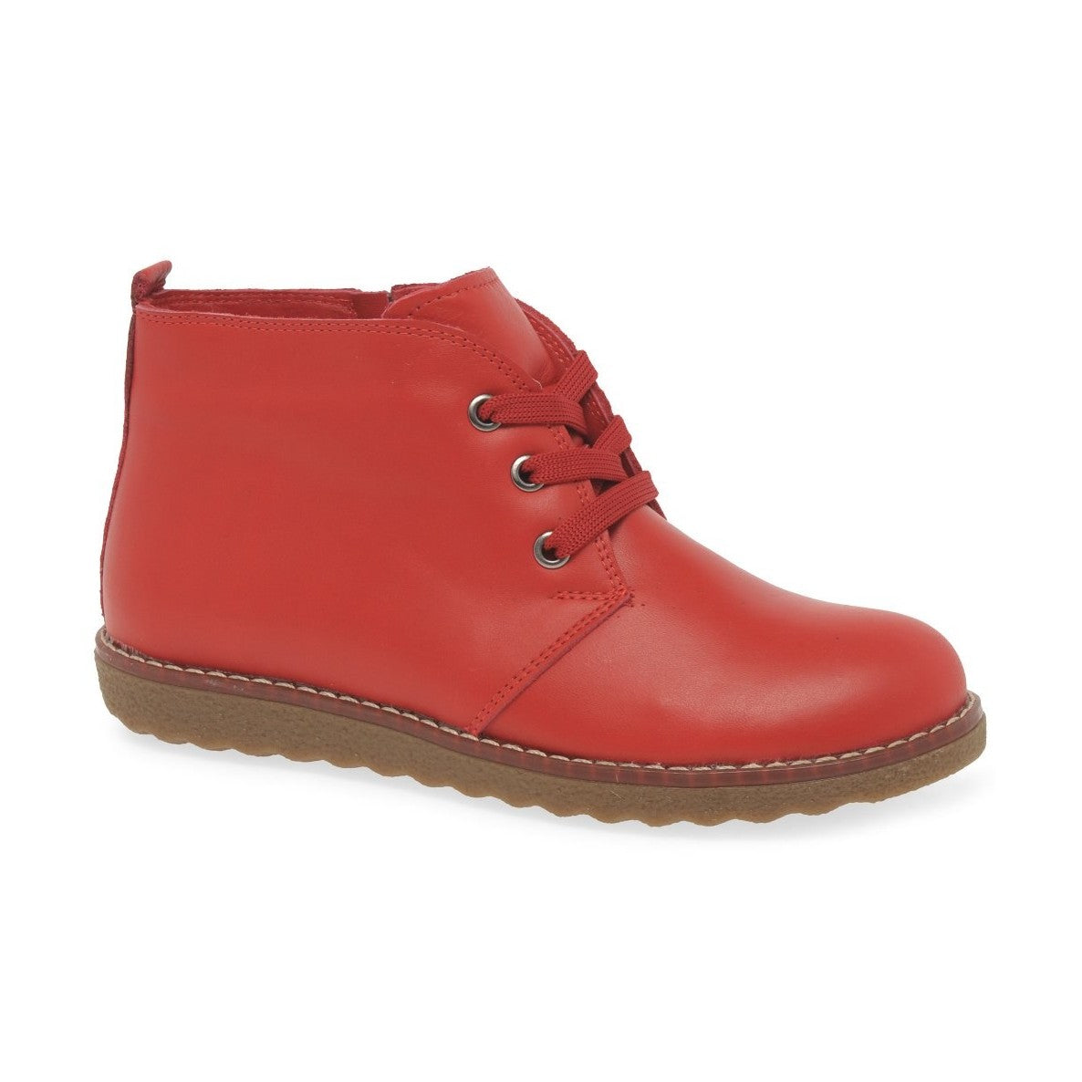 Lunar Claire GLR003 Ladies Red Leather Zip Lace Ankle Boot