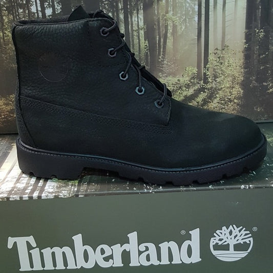 Timberland 6 inch boot youth black leather waterproof