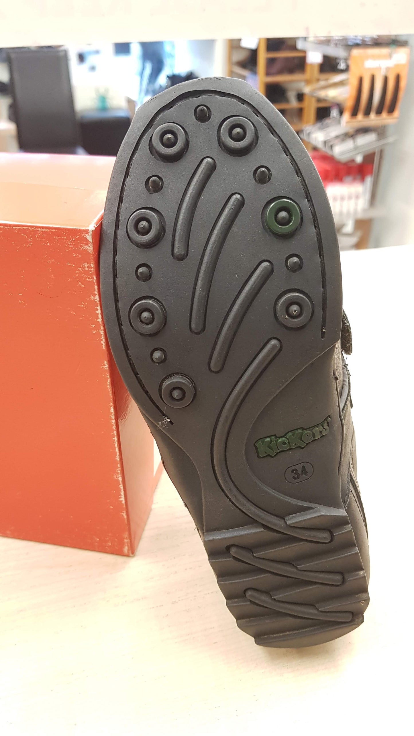Kickers Zip Black Leather Touch Fastening School Shoe