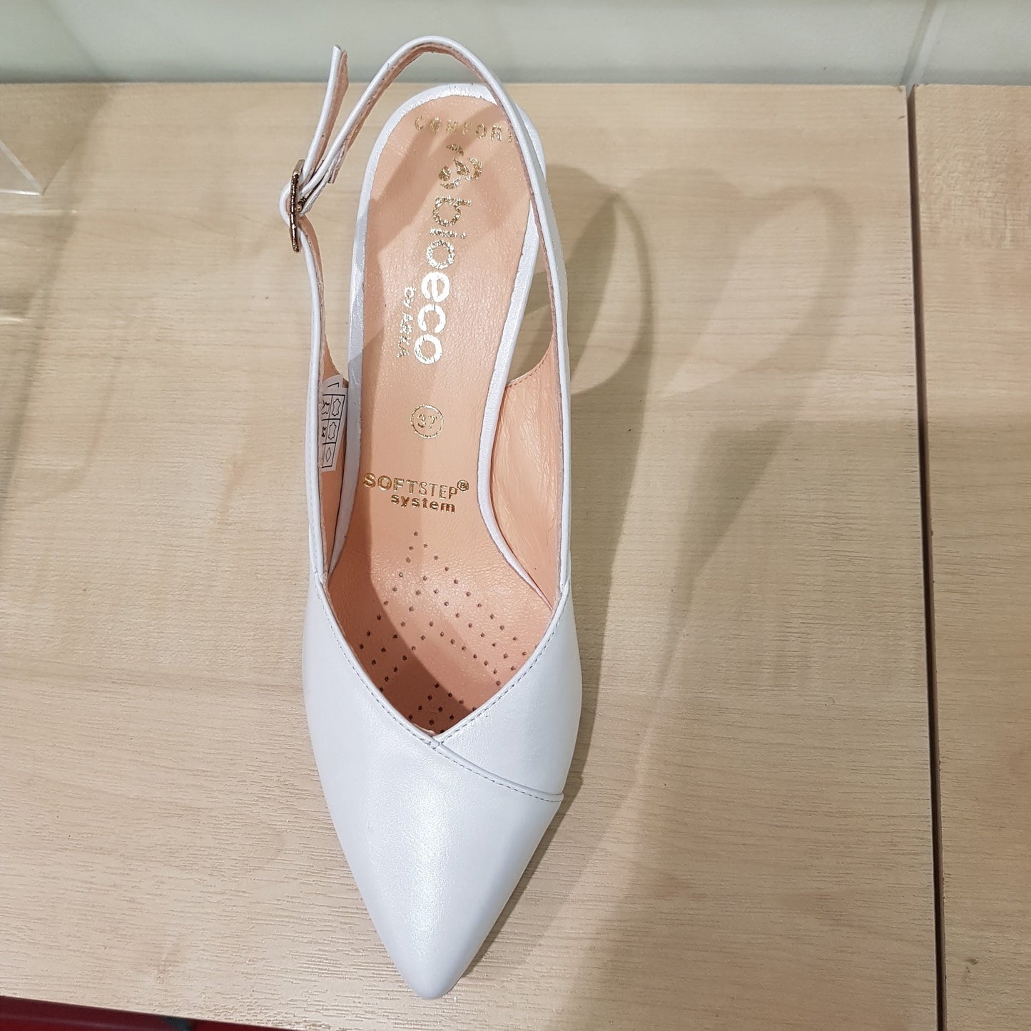 Bioeco 4009 WHITE Leather Closed Toe Slingback Shoes Matching Bags Available